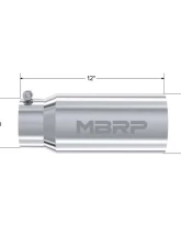 MBRP T304 Stainless Steel 5" O.D. Dual Wall Straight 4" Inlet 12" Length Exhaust Tips                                     - T5049 - Image 2