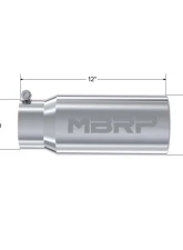MBRP T304 Stainless Steel 5" O.D. Rolled Straight 4" Inlet 12" Length Exhaust Tips                                     - T5050 - Image 2