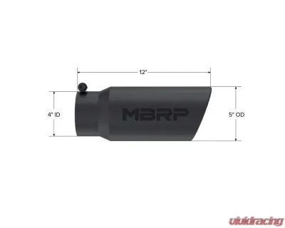 MBRP Black Coated 5" O.D. Angled Rolled End 4" Inlet 12" Length Exhaust Tip - T5051BLK
