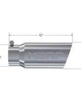 MBRP T304 Stainless Steel 5" O.D. Angled Single Walled 4" Inlet 12" Length Exhaust Tips                                     - T5052 - Image 2