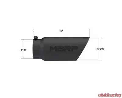 MBRP Black Coated 5" O.D. Dual Wall Angled 4" Inlet 12" Length Exhaust Tip - T5053BLK