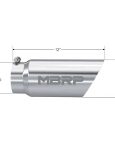 MBRP T304 Stainless Steel 5" O.D. Dual Wall Angled 4" Inlet 12" Length Exhaust Tips                                     - T5053 - Image 2