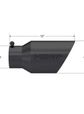 MBRP Black Coated Tip 6" OD Dual Wall Angled 4" Inlet 12" Length Exhaust Tips                                     - T5072BLK - Image 2