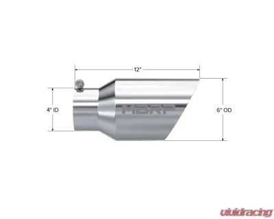 MBRP T304 Stainless Steel 6" O.D. Dual Wall Angled 4" Inlet 12" Length Exhaust Tips - T5072