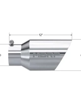 MBRP T304 Stainless Steel 6" O.D. Dual Wall Angled 4" Inlet 12" Length Exhaust Tips                                     - T5072 - Image 2