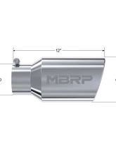 MBRP T304 Stainless Steel 6" O.D. Angled Rolled End 4" Inlet 12" Length Exhaust Tips                                     - T5073 - Image 2