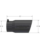 MBRP Black Coated 6" O.D. Dual Wall Angled 5" Inlet 12" Length Exhaust Tip                                     - T5074BLK - Image 2