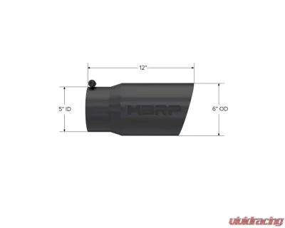 MBRP Black Coated 6" O.D. Dual Wall Angled 5" Inlet 12" Length Exhaust Tip - T5074BLK