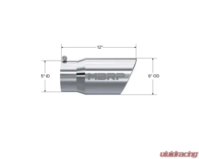 MBRP T304 Stainless Steel 6" O.D. Angled Rolled End 5" Inlet 12" Length Exhaust Tips - T5075