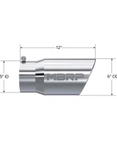 MBRP T304 Stainless Steel 6" O.D. Angled Rolled End 5" Inlet 12" Length Exhaust Tips                                     - T5075 - Image 2