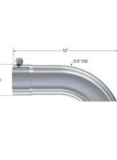 MBRP T304 Stainless Steel 3.5" O.D. Turn Down 3.5" Inlet 12" Length Exhaust Tips                                     - T5080 - Image 2