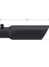 MBRP Black Coated 3.5" O.D. Dual Wall Angled 2.5" Inlet 12" Length Exhaust Tip                                     - T5106BLK - Image 2