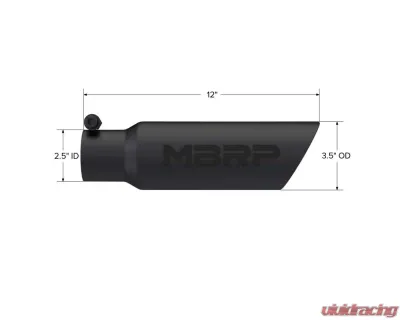 MBRP Black Coated 3.5" O.D. Dual Wall Angled 2.5" Inlet 12" Length Exhaust Tip - T5106BLK