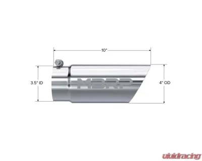 MBRP T304 Stainless Steel 4" O.D. Dual Wall Angled 3.5" Inlet 10" Length Exhaust Tip - T5110