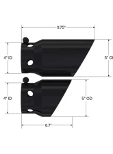 MBRP Black 4 Inlet 5 Tip Cover Set - 6.75 Inch and 9.75 Inch Length Ford F250 | F350 | F450 6.4L 2008+                                     - T5111BLK - Image 2