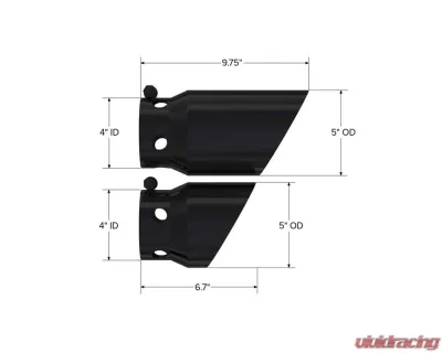 MBRP Black 4 Inlet 5 Tip Cover Set - 6.75 Inch and 9.75 Inch Length Ford F250 | F350 | F450 6.4L 2008+ - T5111BLK