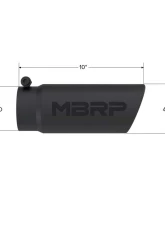 MBRP Black Coated 4" O.D. Angled Rolled End 3.5" Inlet 12" Length Exhaust Tip                                     - T5112BLK - Image 2
