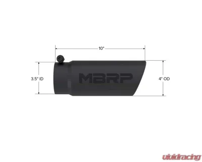 MBRP Black Coated 4" O.D. Angled Rolled End 3.5" Inlet 12" Length Exhaust Tip - T5112BLK