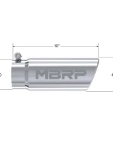 MBRP T304 Stainless Steel 4" O.D. Angled Rolled End 3.5" Inlet 12" Length Exhaust Tip                                     - T5112 - Image 2