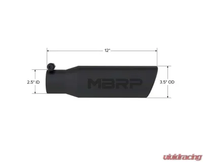 MBRP Black Coated 3.5" O.D. Angled Rolled End 2.5" Inlet 12" Length Exhaust Tip - T5113BLK