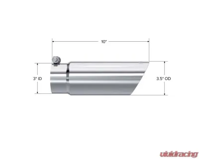 MBRP T304 Stainless Steel 3.5" O.D. Dual Wall Angled End 3" Inlet 10" Length Exhaust Tip - T5114