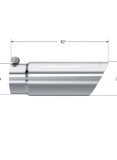 MBRP T304 Stainless Steel 3.5" O.D. Dual Wall Angled End 3" Inlet 10" Length Exhaust Tip                                     - T5114 - Image 2