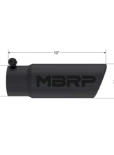 MBRP Black Coated T304 Stainless Steel 3.5" O.D. Angled Rolled End 3" Inlet 10" Length Black Exhaust Tip                                     - T5115BLK - Image 2