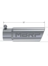 MBRP T304 Stainless Steel 3.5" O.D. Angled Rolled End 3" Inlet 10" Length Exhaust Tip                                     - T5115 - Image 2