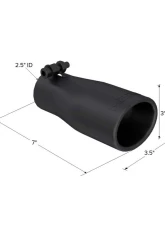 MBRP Black Coated 3 3/4" O.D. Oval 2.5" Inlet 7 1/16" Length Exhaust Tip                                     - T5116BLK - Image 2
