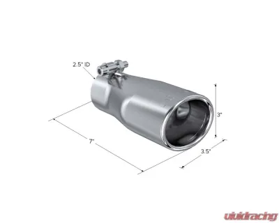 MBRP T304 Stainless Steel 3 3/4" O.D. Oval 2.5" Inlet 7 1/16" Length Exhaust Tip - T5116