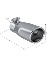 MBRP T304 Stainless Steel 3 3/4" O.D. Oval 2.5" Inlet 7 1/16" Length Exhaust Tip                                     - T5116 - Image 2