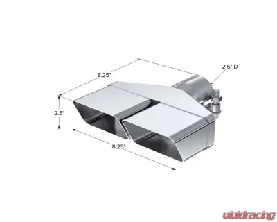 MBRP T304 Stainless Steel 8 x 2.5" ID Rectangle 2.5" O.D. Inlet 8 1/4" Length Exhaust Tip - T5118