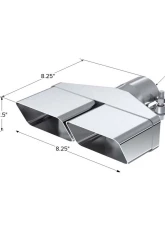 MBRP T304 Stainless Steel 8 x 2.5" ID Rectangle 2.5" O.D. Inlet 8 1/4" Length Exhaust Tip                                     - T5118 - Image 2