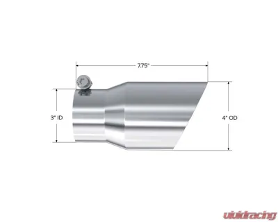 MBRP T304 Stainless Steel 4" O.D. Dual Wall Angled 3" Inlet 8" Length Exhaust Tip - T5122