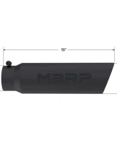 MBRP Black Coated 5" O.D. Angled Rolled End, 4" Inlet 18" Length Exhaust Tip                                     - T5124BLK - Image 2