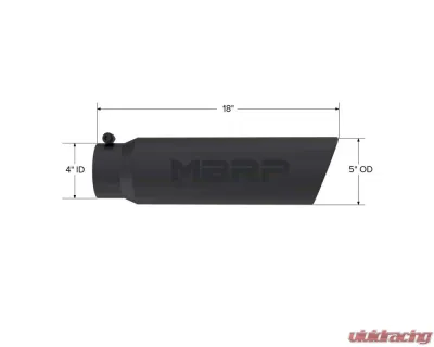 MBRP Black Coated 5" O.D. Angled Rolled End, 4" Inlet 18" Length Exhaust Tip - T5124BLK