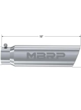 MBRP T304 Stainless Steel 5" O.D. Angled Rolled End, 4" Inlet 18" Length Exhaust Tip                                     - T5124 - Image 2