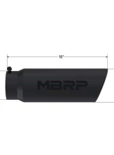 MBRP Black Coated 6" O.D. Angled Rolled End 5" Inlet 18" Length Exhaust Tip                                     - T5125BLK - Image 2