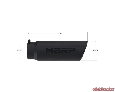 MBRP Black Coated 6" O.D. Angled Rolled End 5" Inlet 18" Length Exhaust Tip - T5125BLK