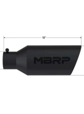 MBRP Black Coated 7" O.D. Rolled End 4" Inlet 18" Length Exhaust Tips                                     - T5126BLK - Image 2