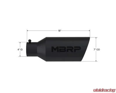 MBRP Black Coated 7" O.D. Rolled End 4" Inlet 18" Length Exhaust Tips - T5126BLK