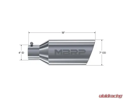 MBRP T304 Stainless Steel 7" O.D. Rolled End 4" Inlet 18" Length Exhaust Tips - T5126
