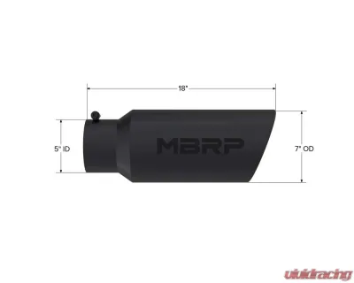 MBRP Black Coated 7" O.D. Rolled End 5" Inlet 18" Length Exhaust Tip - T5127BLK