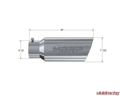 MBRP T304 Stainless Steel 7" O.D. Rolled End 5" Inlet 18" Length Exhaust Tip - T5127