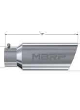 MBRP T304 Stainless Steel 7" O.D. Rolled End 5" Inlet 18" Length Exhaust Tip                                     - T5127 - Image 2