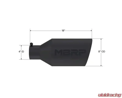 MBRP Black Coated 8" O.D. Rolled End 4" Inlet 18" Length Exhaust Tip - T5128BLK