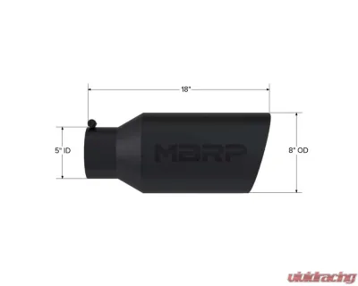 MBRP Black Coated 8" O.D. Rolled End 5" Inlet 18" Length Exhaust Tip - T5129BLK
