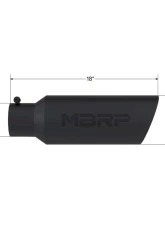 MBRP Black Coated 6" O.D. Rolled End 4" Inlet 18" Length Exhaust Tip                                     - T5130BLK - Image 2