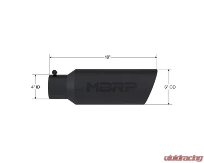MBRP Black Coated 6" O.D. Rolled End 4" Inlet 18" Length Exhaust Tip - T5130BLK