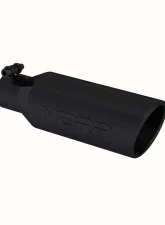 MBRP Black Coated 4" OD 2.5" Inlet 12" Length Angled Cut Rolled End Clampless-No Weld Exhaust Tip                                     - T5150BLK - Image 2